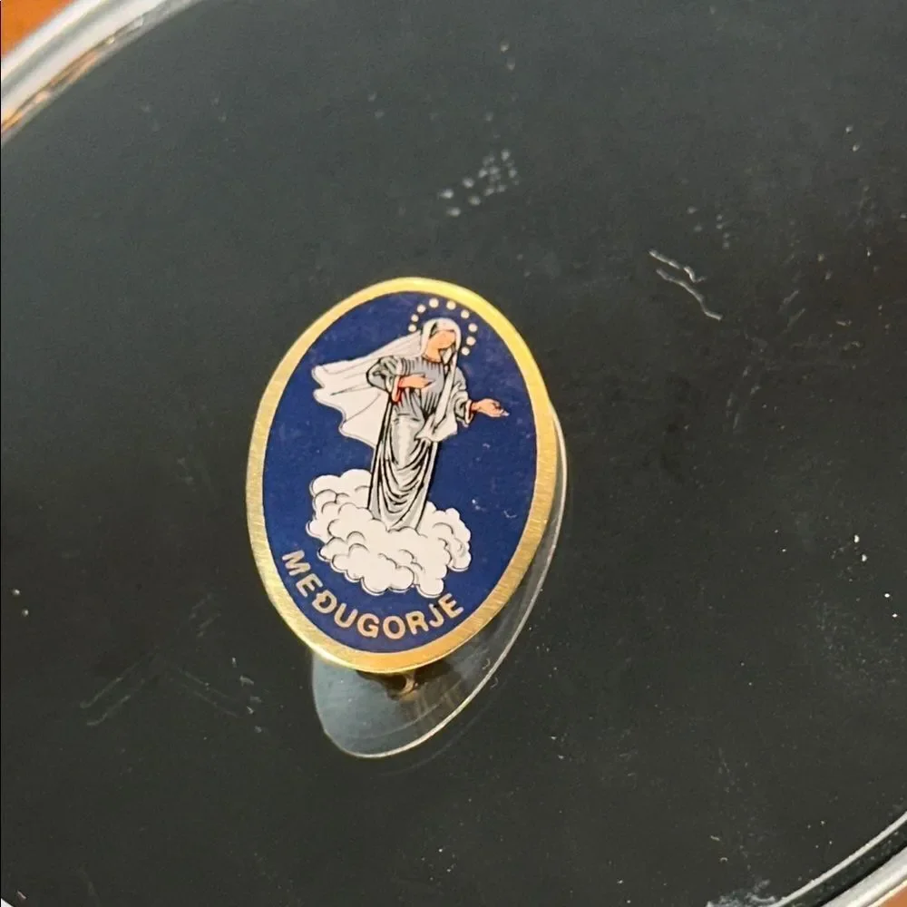 Catholic Medugorje Blue and Gold‎ Religious Pin